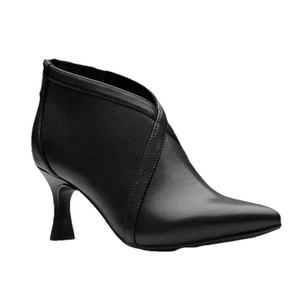 Clarks Collection Womens Boots Size 9W Black Leather Zip Kataleyna Sol New